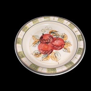 Vtg Royal Norfolk Stoneware Dinner Plate 10.5" Hand Painted Fruit Apples Leaves